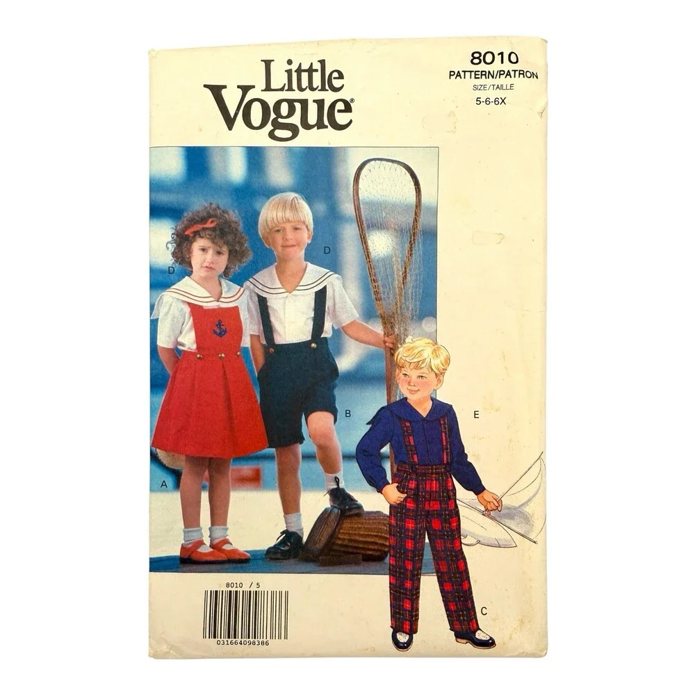 VTG 1991 Vogue Sewing Pattern Childs Jumper Shorts Pants Shirt Sz 5-6-6X #8010